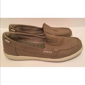 Women’s Sz 11 WALU Canvas Khaki CROCS